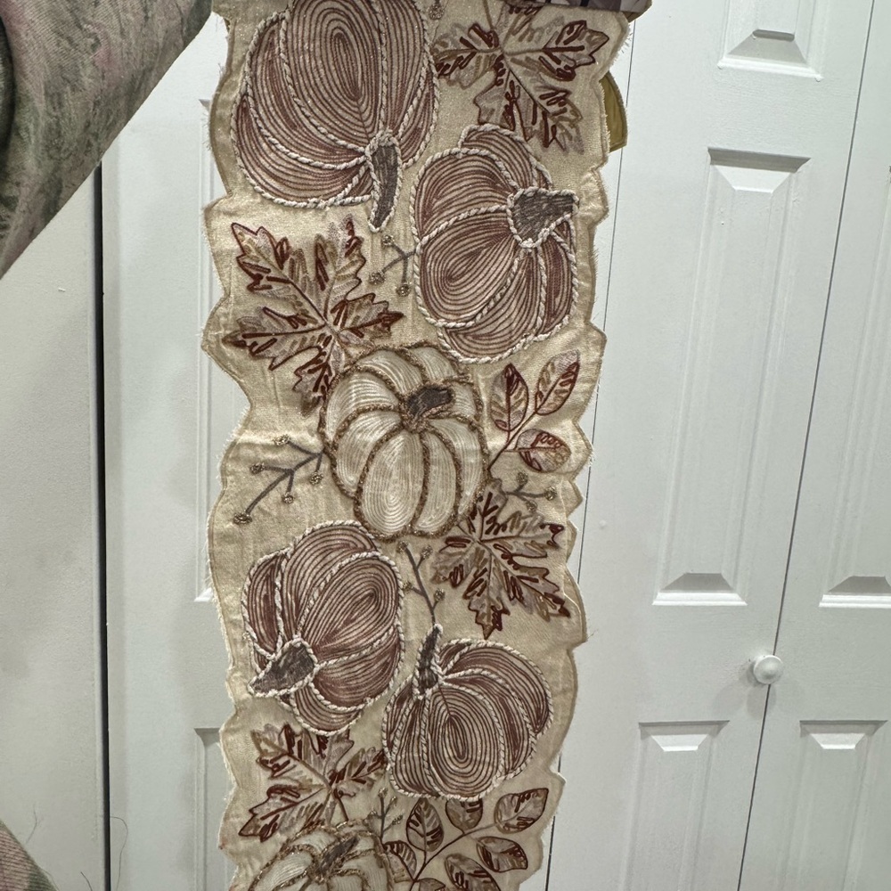 Embroidered Pumpkin Table Runner